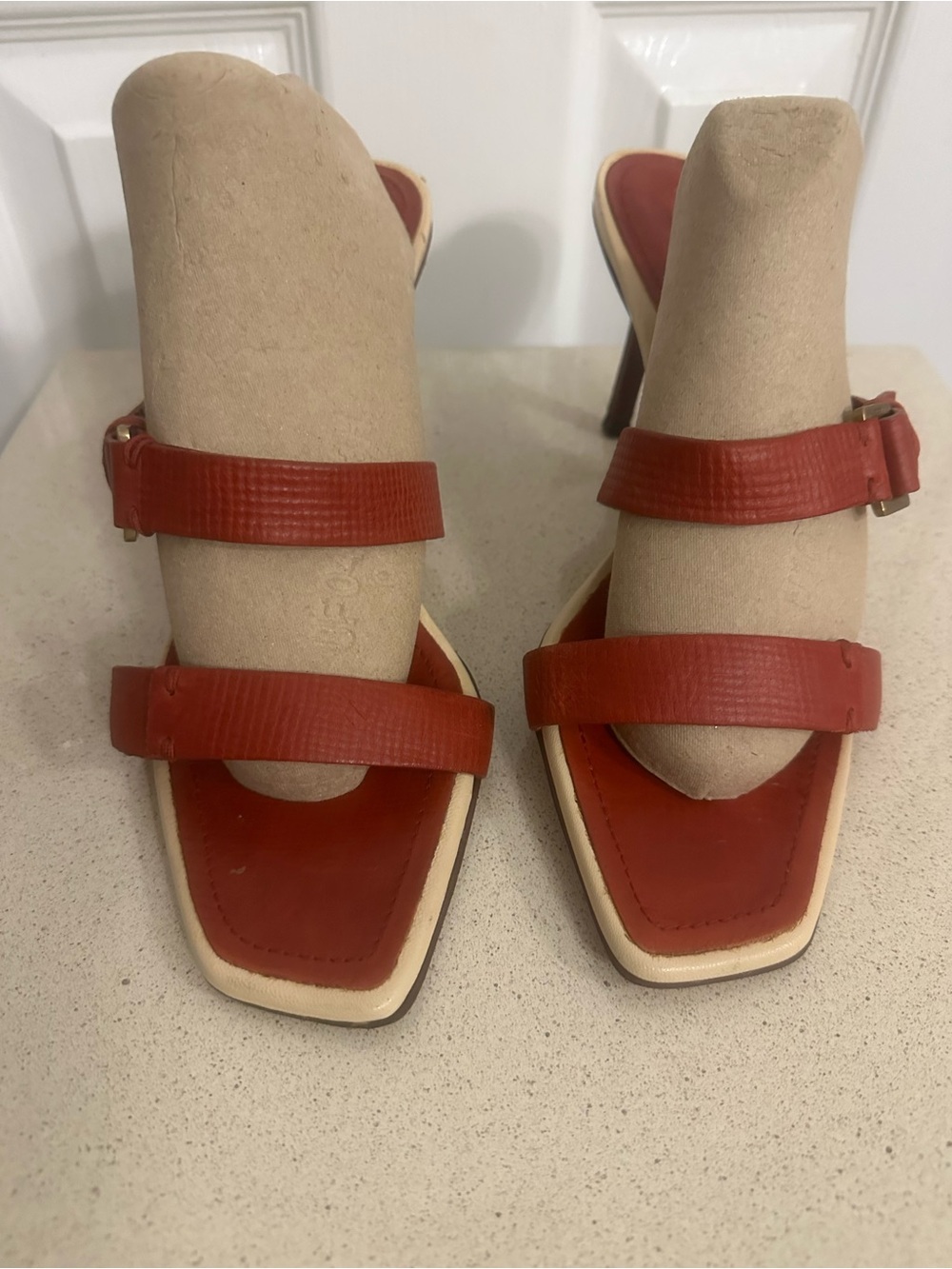 Gucci Vintage Red Leather Strappy Heeled Sandals Size 9.5B Made in Italy